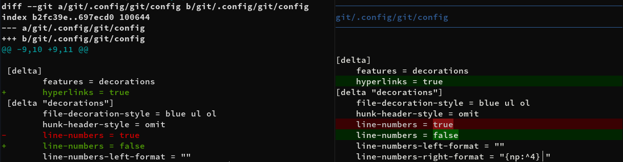 default diff vs delta